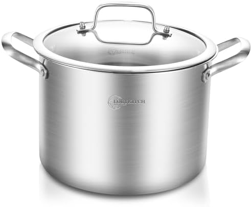 LOLYKITCH 8 Qt Tri-Ply Stainless Steel Stock Pot with Lid