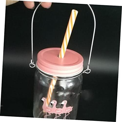 COLLBATH 24pcs Tinplate Mason Jar Lid Ring Set with Wire Handles