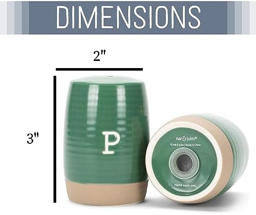 Raw Bottom Forest Green Ceramic Salt Pepper Shaker Set