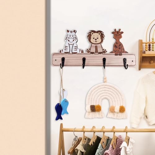 Kids Toddler Coat Hat Rack - 137 Long Wood Animal Hook Wall Mount