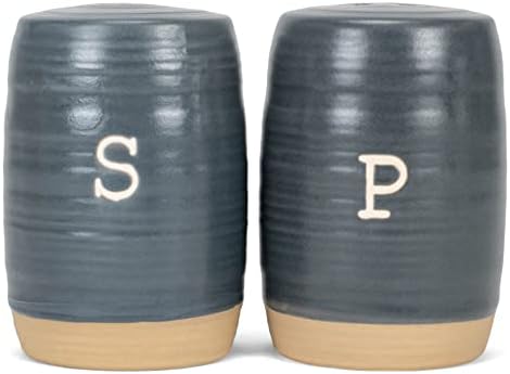 Nat Jules Raw Bottom Grey Ceramic Salt Pepper Shaker Set