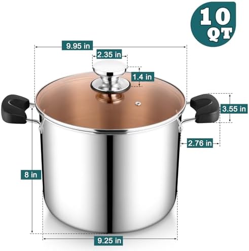 10 Quart 3-Ply Stainless Steel Stock Pot with Lid