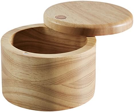 Ayesha Parawood Salt Cellar 4 Inch Brown With Lid
