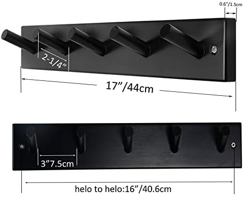 SKOLOO Black 5 Peg Bamboo Wall Hook Coat Rack