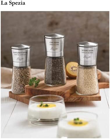 Bisetti La Spezia Glass Pepper Mill With Adjustable Grinder