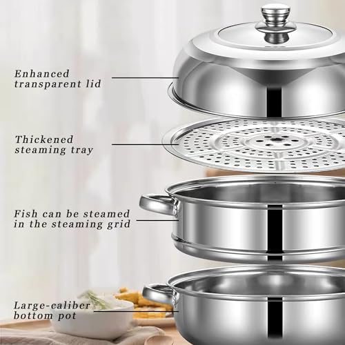 Stainless Steel 11 Inch 2-Tier Steamer Pot with Lid