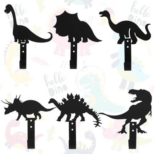 Zhengmy Dinosaur Theme Wall Coat Hooks Black Metal