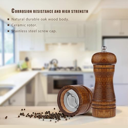 Powstro 5 Inch Adjustable Pepper Mill Set 2Pack