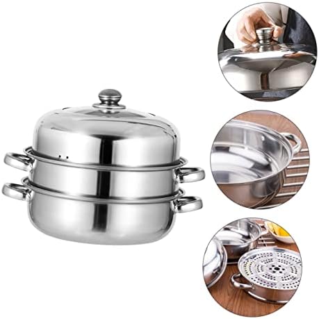 IMIKEYA 28cm Stainless Steel Steaming Pot with High Lid 1