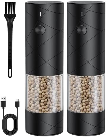 Sangcon Electric Salt Pepper Grinder Set - Rechargeable Adjustable Coarseness