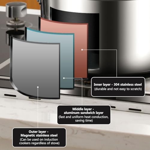 6 Quart Stockpot with Tempered Glass Lid for Induction Electric Gas