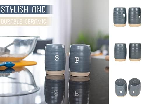 Nat Jules Raw Bottom Grey Ceramic Salt Pepper Shaker Set