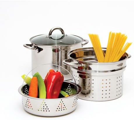 Xgxoz 4-Piece 8 Quart Stainless Steel Pasta Pots Set