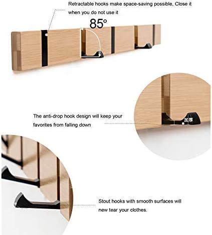 KYSMOTIC Pink Coat Hooks - 4 Hook Wall Mount Modern Rack