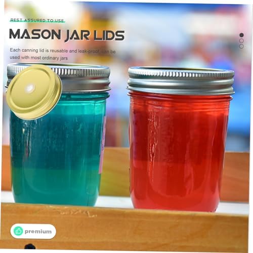BRIGHTFUFU 48 Pcs Reusable Mason Jar Lids with Straw Hole