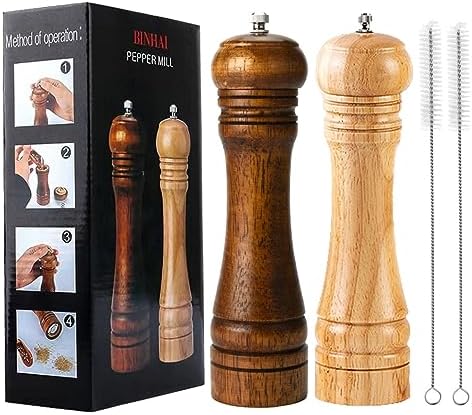 BINHAI Adjustable Pepper Mill Set 2 Piece 8 Inches
