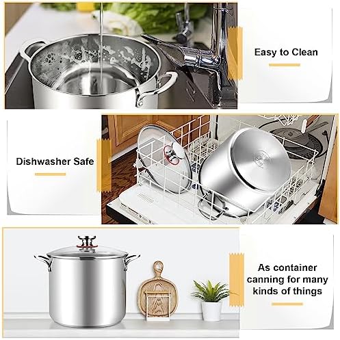 TeamFar 12 Quart Stock Pot with Lid 1810 Stainless Steel