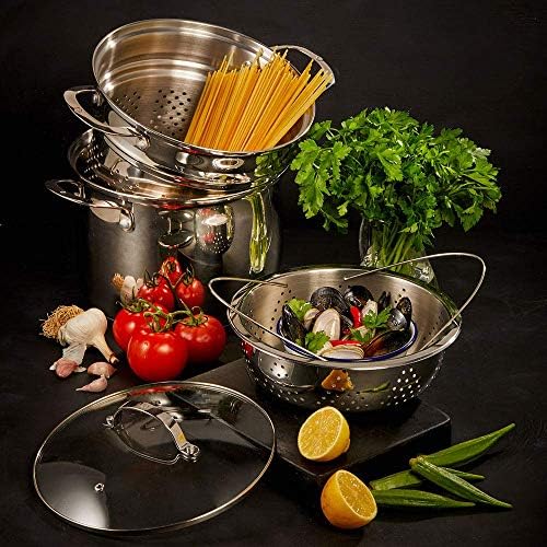 Swiss Diamond 3-in-1 Stainless Steel Cookware Set with Strainer and Steamer