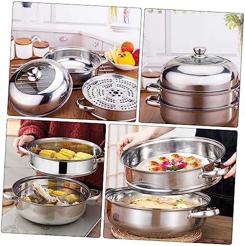 IMIKEYA 28cm Stainless Steel Steaming Pot with High Lid 1