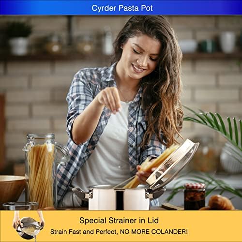 Cyrder 5 Quart Stainless Steel Pasta Pot with Strainer Lid 1