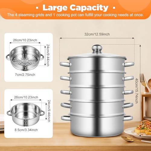 Kangten 5 Tier Stock Pot and Steamer Set