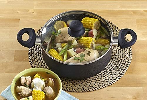 Imusa USA Cookware 127Qt Charcoal Stock Pot with Glass Lid