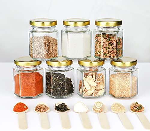 40 Pack Hexagonal Honey Jars with Lids - Reusable 34 Oz Glass Canning Containers