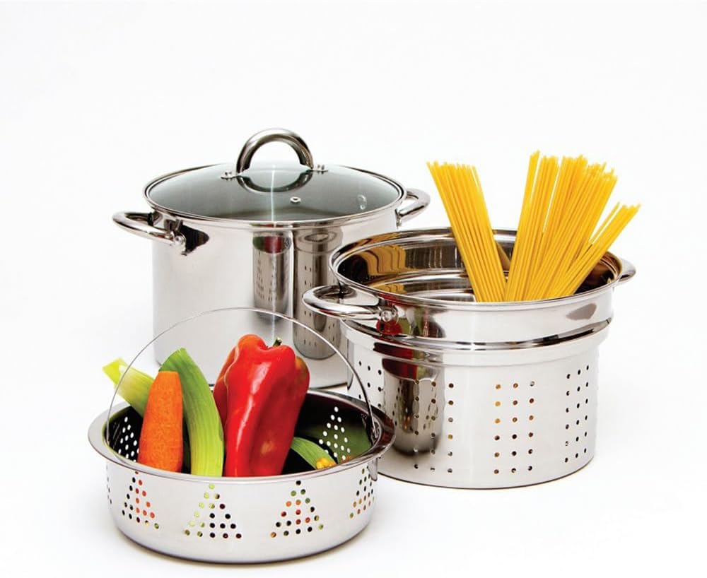 Xgxoz 4-Piece 8 Quart Stainless Steel Pasta Pots Set