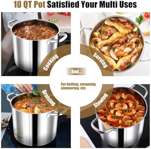 PP CHEF 10 Quart Stock Pot with Glass Lid