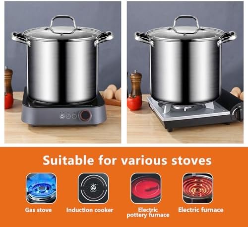 AIZYR 65L Stock Pot with Lid 304 Stainless Steel