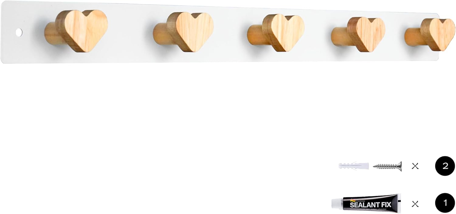 Yisiziyo Heart Shape Wall Mounted Coat Rack for Kids