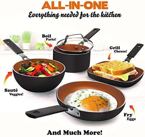 Gotham Steel Mini Stackmaster 5 Piece Cookware Set Nonstick Black
