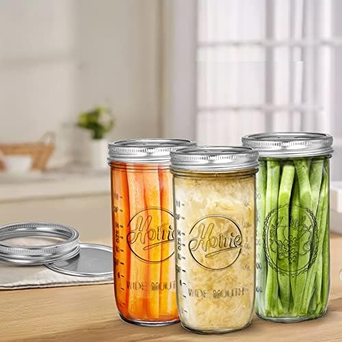 Tebery 6 Pack 24-Ounce Wide Mouth Canning Jars with Airtight Lids