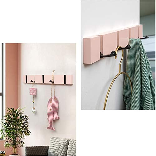 KYSMOTIC Pink Coat Hooks - 4 Hook Wall Mount Modern Rack