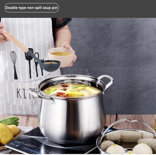 SVRITE 109 Qt Deep Chicken Stew Pot with Steamer Basket and Glass Lid