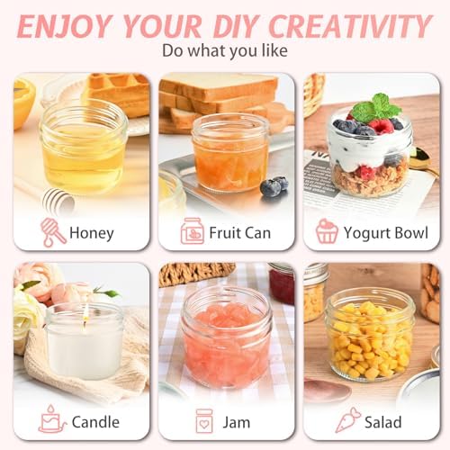 TUZAZO 4 oz Mason Jars 12 Pack with Lids and Labels