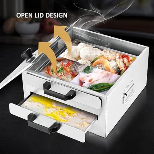 BINGWANG Stainless Steel Pasta Pot Steamer with 1 Tray and 2 Solid Trays
