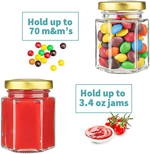 40 Pack Hexagonal Honey Jars with Lids - Reusable 34 Oz Glass Canning Containers