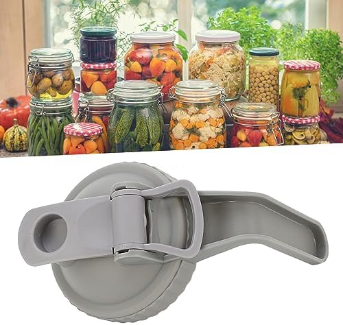 Yosoo Leak Proof Mason Jar Lid with Handle and Flip Cap - Gray