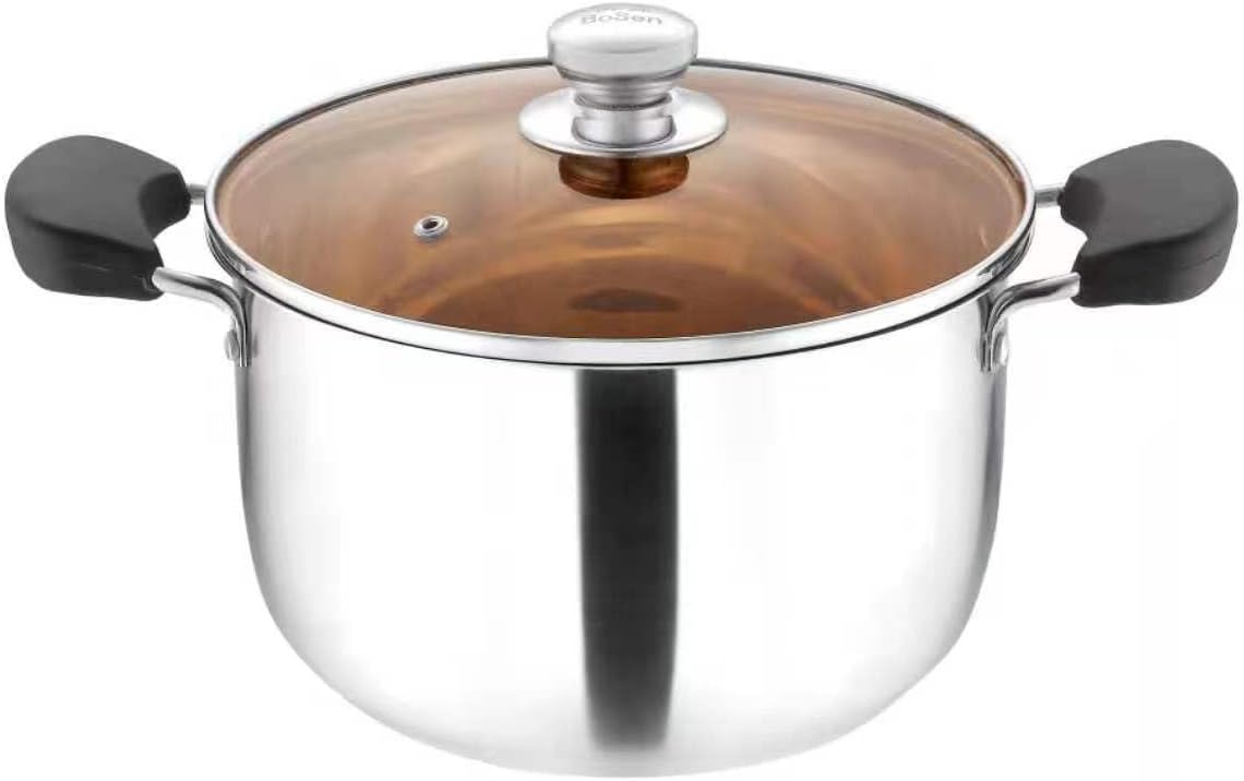 LadrfT Stock Pot with Lid and Handles Stainless Steel Classic Silver Medium