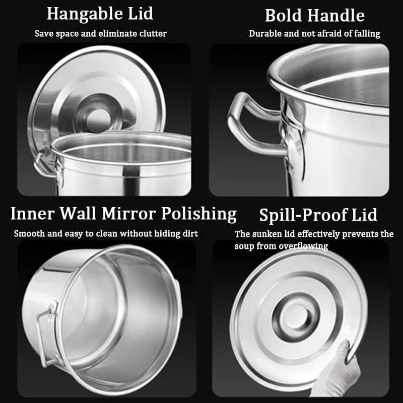 AIZYR 63Qt Heavy Stainless Steel Stockpot Set with Strainer Basket and Lid