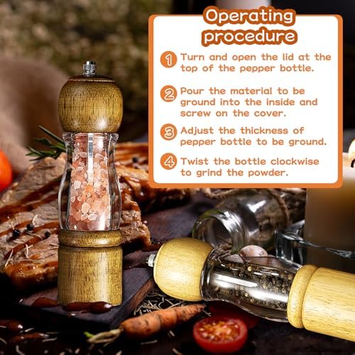 Feibety Salt and Pepper Grinder Set with Adjustable Coarseness