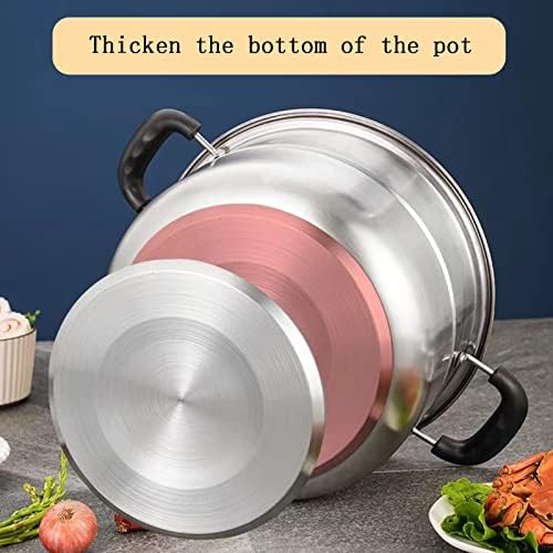 LCPUD 11 Inch 3-Tier Stainless Steel Steamer Pot with Lid