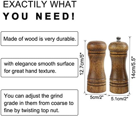 Uxcell Wooden Pepper Mill and Salt Shaker Set 1