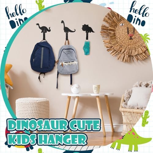 Zhengmy Dinosaur Theme Wall Coat Hooks Black Metal