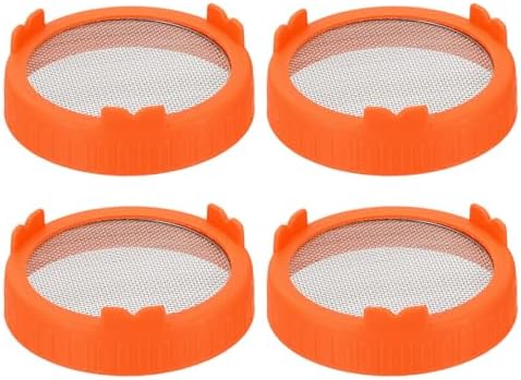 PATIKIL Sprouting Lids for Wide Mouth Mason Jars 4Pcs Orange