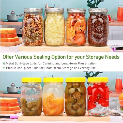 Encheng 12-Pack 32oz Clear Glass Mason Jars with Lids and Bands