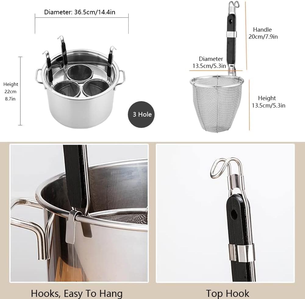 DAOUXIAOSP Pasta Pots Set 3 Strainer Baskets with 3 Holes