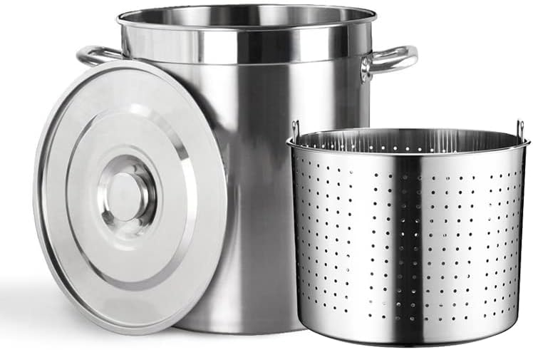 AIZYR 27QT Large Stainless Steel Stock Pot with Strainer Basket