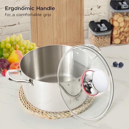 Onader 6 Quart Stockpot with Lid and Tri-Ply Induction Base